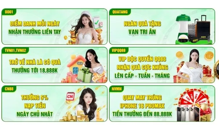 Khuyến Mãi QQ88 Siêu Hấp Dẫn Dành Cho Bet Thủ 2025 1 Vô vàn các khuyến mãi hấp dẫn tại nhà cái QQ88